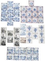 A COLLECTION OF ENGLISH AND DUTCH DELFTWARE TILES, MAINLY LATE 18TH CENTURY