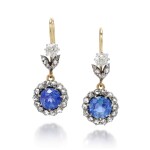 PAIR OF SAPPHIRE AND DIAMOND EARRINGS, EARLY 20TH CENTURY