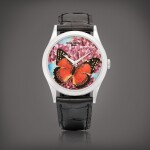 Papillon, Reference 5077 | A limited edition platinum wristwatch with cloisonné enamel dial by Anita Porchet, Circa 2009 | 百達翡麗 | PAPILLON 型號5077 | 限量版鉑金腕錶，備 ANITA PORCHET 繪製的掐絲琺瑯錶盤，約2009年製