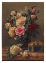 Still Life with Roses and a Casket