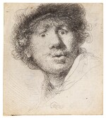 Self-Portrait in a Cap, Wide-eyed and Open-mouthed (Bartsch, Hollstein 320; New Hollstein 69; Hind 32)