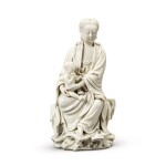 A blanc de Chine figure of Guanyin and child, 17th-18th century | 十七至十八世紀 德化窰送子觀音坐像