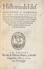 Historia del descubrimiento y conquista del Peru... Anvers, 1555. EO. Une des 1ères histoires du Pérou
