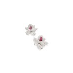 PAIR OF DIAMOND AND RUBY CLIP-BROOCHES