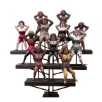GROUP OF ELEVEN POLYCHROME PAINT-DECORATED CAST IRON 'NAUGHTY NELLIE' BOOT JACKS, LATE 19TH CENTURY