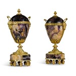A pair of gilt-bronze mounted Blue John vases