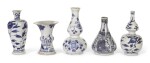 FIVE DUTCH DELFT BLUE AND WHITE SMALL VASES | LATE 17TH/ EARLY 18TH CENTURY
