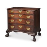 The Adams Family Very Fine and Rare Chippendale Carved and Figured Mahogany Blocked-End Reverse Serpentine Chest of Drawers, Boston, Massachusetts, Circa 1770