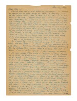 Kerouac, Jack | Autograph letter signed to Alan Harrington; "I start to work.. on my 2nd novel this week. 'On the Road.' I think"