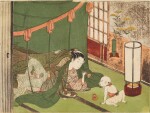 Suzuki Harunobu (1725-1770) | An amorous couple under a mosquito net (kaya) | Edo period, 18th century