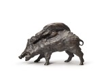 French or Italian, 19th century, Wild boar attacked by a hound