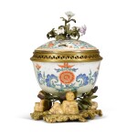 A Louis XV gilt-bronze mounted Japanese porcelain pot pourri and cover, the porcelain first half 18th century, the mounts circa 1735