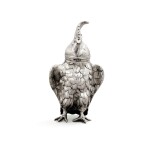 A German silver novelty pepper in the form of a cockerel, Hanau, circa 1890, sponsor's mark of Berthold Muller, English import marked for London, 1896,