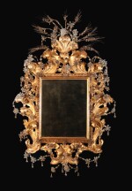 An Italian Baroque rock crystal and carved giltwood mirror, Genoa late 17th/early 18th century