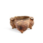 A painted pottery handled tripod vessel, Possibly Xindian culture, late 2nd - 1st Millenium BC 或辛店文化 彩陶三足雙耳鬲