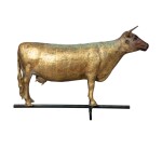 FINE AMERICAN GILT MOLDED FULL-BODIED SHEET COPPER AND ZINC COW WEATHERVANE, CIRCA 1870