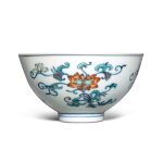 A doucai 'double lotus' bowl, Seal mark and period of Daoguang | 清道光 鬥彩折枝並蒂蓮紋盌 《大清道光年製》款