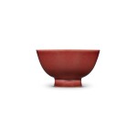 A copper-red-glazed bowl, Mark and period of Yongzheng | 清雍正 紅釉盌 《大清雍正年製》款