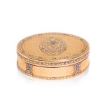 A three-colour gold snuff box, probably Paris, 1780-82
