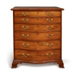 A GEORGE III MAHOGANY SERPENTINE TALL CHEST OF DRAWERS, THIRD QUARTER 18TH CENTURY