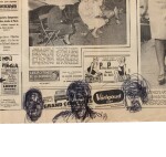 Esquisses de têtes d'hommes et compositions perspectivales sur la une de France Soir, 21 juin 1963