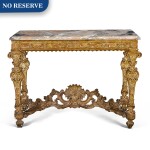 A North Italian carved giltwood console table, probably Piemonte, early 18th century and later