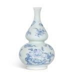A blue and white 'floral' double-gourd vase, Joseon dynasty, 19th century