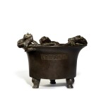A bronze tripod 'chilong' censer, Qing dynasty, 19th century | 清十九世紀 銅螭龍紋三足爐