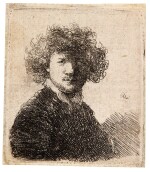 Self-Portrait with Curly Hair and White Collar: Bust (B., Holl. 1; New Holl. 66; H. 33)