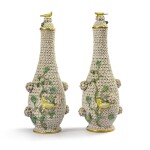 A PAIR OF MEISSEN 'SCHNEBALLEN' BOTTLES AND STOPPERS LATE 19TH CENTURY