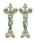 A Pair of Minton Large Five-Light Figural Candelabra, 1870