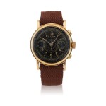 YELLOW GOLD CHRONOGRAPH WRISTWATCH WITH TROPICAL DIAL CIRCA 1950