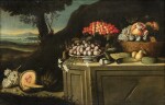 SPANISH SCHOOL, 17TH CENTURY | STILL-LIFE WITH PRUNES, FIGS AND CHERRIES;  STILL-LIFE WITH FRUIT IN A LANDSCAPE