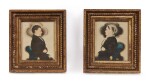 Pair of Miniature Portraits: Dark-Haired Gentleman and a Lady wearing a White Lace Cap