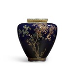 A cloisonné enamel vase with sparrows and cherry blossoms | Sealed mark of Miwa Tomisaburo | Meiji period, late 19th century