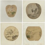 Artistes variés Ensemble de quatre peintures | 團扇面 一組四幀 | Various artists  Set of Four Paintings, ink and colour on silk, of which three framed and under glass