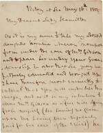 Horatio, Viscount Nelson | Autograph letter signed, to Emma Hamilton, entrusting Horatia to her care, 16 May 1805
