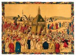 Colour lithograph of the Mahmal en route to Mecca, framed and glazed