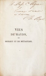 Vies de Haydn... 1817. Broché. Exemplaire tel que paru, avec un envoi autographe à Camillo Ugoni.