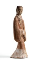 A large pottery figure of a standing lady, Han dynasty | 漢 陶女俑