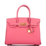 Hermès Horseshoe Stamp (HSS) Bicolor Rose Azalee and Gris Mouette Birkin 30cm of Epsom Leather with Brushed Gold Hardware 