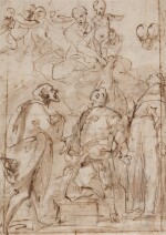 Recto: The Madonna and Child adored by three Saints Verso: A compositional study
