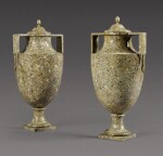 A pair of Italian carved lumachella brecciata minuta vases, late 18th century