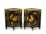 A PAIR OF LOUIS XV GILT BRONZE-MOUNTED CHINESE AND EUROPEAN BLACK AND GOLD LACQUER  ENCOIGNURES BY DUBOIS, CIRCA 1750