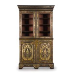 A Louis XIV gilt-bronze mounted brass inlaid ebony and tortoiseshell ‘Boulle’ marquetry bibliothèque, circa 1700 and later, attributed to Nicolas Sageot
