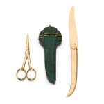 A rare pair of shagreen-cased gold scissors and matching folding knife, Louis Siriès, Florence, circa 1740