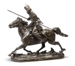 CHARGING COSSACK: A BRONZE FIGURAL GROUP, CAST BY CHOPIN AFTER THE MODEL BY EVGENI LANCERAY (1848-1886)