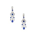 Pair of Sapphire and Diamond Earclips