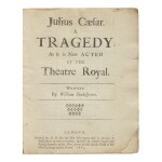 SHAKESPEARE, WILLIAM | Julius Caesar. A Tragedy as t is now acted at the Theatre Royal. London: by H.H. Jun fro Hen. Heringman and R. Bentley, 1684