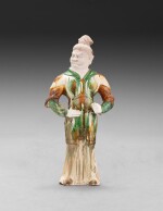 A large sancai-glazed pottery figure of guardian Tang dynasty | 唐 三彩天王立像